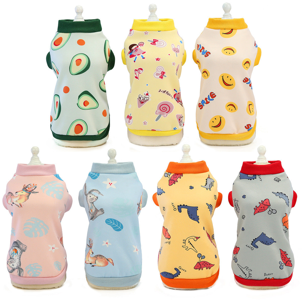 JMT-000714 Cozy Pet Clothes for Autumn and Winter - Stylish Dinosaur and Deer Designs in Various Colors