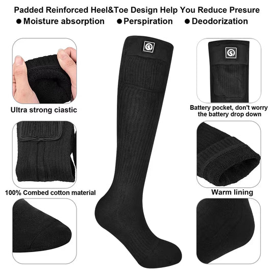 JMT-000970 Men's Electric Heating Socks with Far Infrared Fiber and Anti-Slip Design, Cotton-Spandex Blend