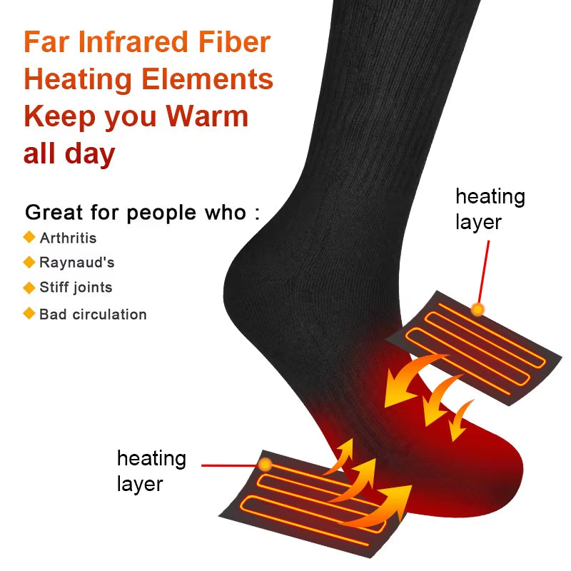 JMT-000970 Men's Electric Heating Socks with Far Infrared Fiber and Anti-Slip Design, Cotton-Spandex Blend