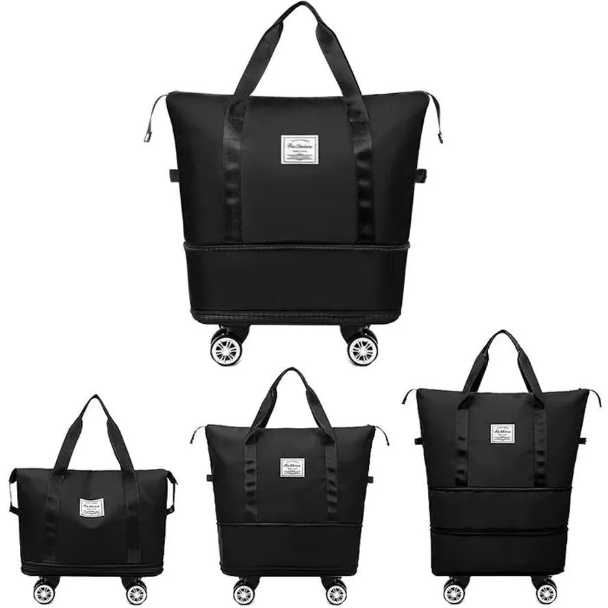 JMT-001354 Expandable Foldable Luggage Bag - Collapsible Suitcase with Detachable Spinner Wheels, Model CW-B92, Polyester Material, Size 56x41x21cm