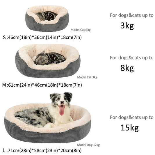 JMT-001546 Cozy Oval Plush Mat for Cats and Dogs - Ideal for Winter Comfort