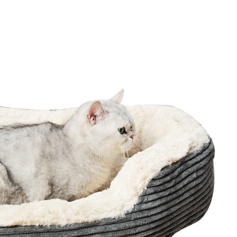 JMT-001546 Cozy Oval Plush Mat for Cats and Dogs - Ideal for Winter Comfort