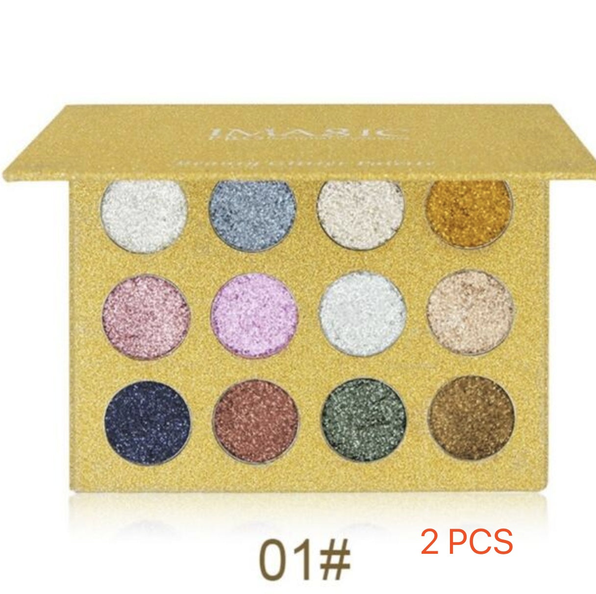 JMT-001674 12 Colors Rainbow Pearl Glitter Eyeshadow Palette - Bright and Shimmering Makeup Collection