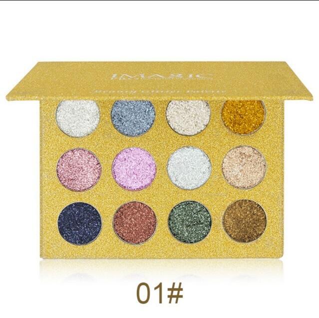 JMT-001674 12 Colors Rainbow Pearl Glitter Eyeshadow Palette - Bright and Shimmering Makeup Collection
