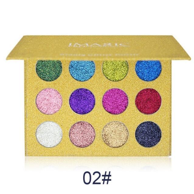JMT-001674 12 Colors Rainbow Pearl Glitter Eyeshadow Palette - Bright and Shimmering Makeup Collection