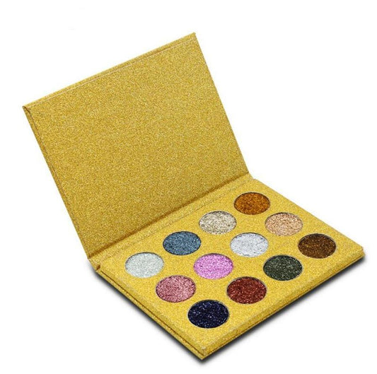 JMT-001674 12 Colors Rainbow Pearl Glitter Eyeshadow Palette - Bright and Shimmering Makeup Collection