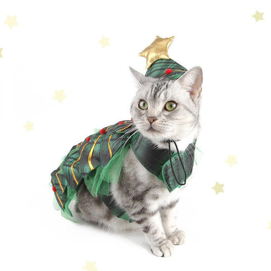 JMT-001866 Christmas-Themed Cat Cape and Star Hat Costume for Pets - Small Size, Cloth Material