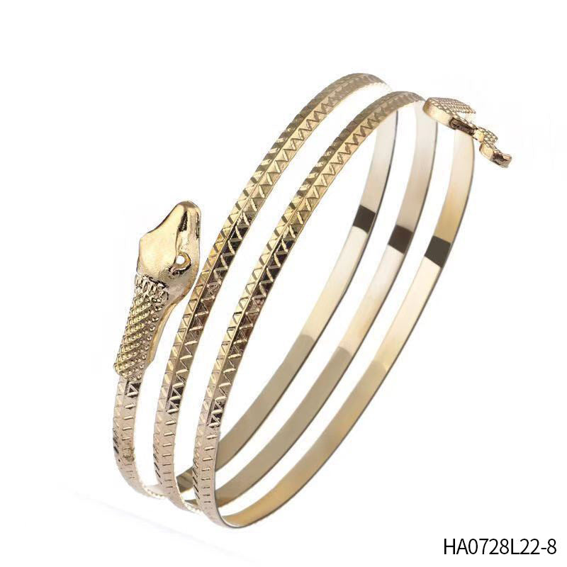 JMT-001930 Pharaoh-Inspired Sequined Headband with Snake Design - Free Size Metal Hair Accessory