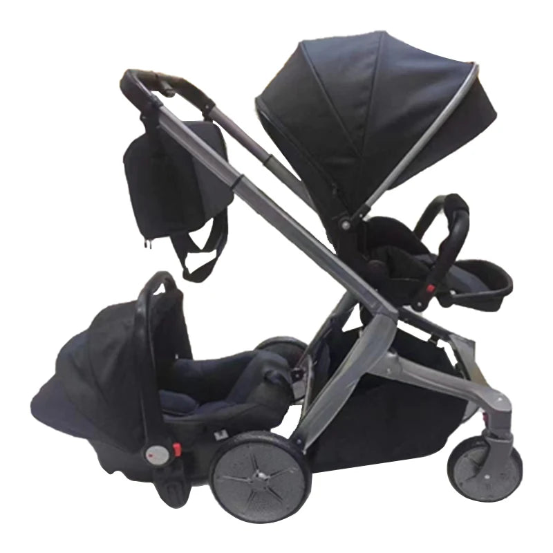 JMT-002250 3-in-1 Reversible Linen Baby Stroller with Basket for Ages 0-3 Years