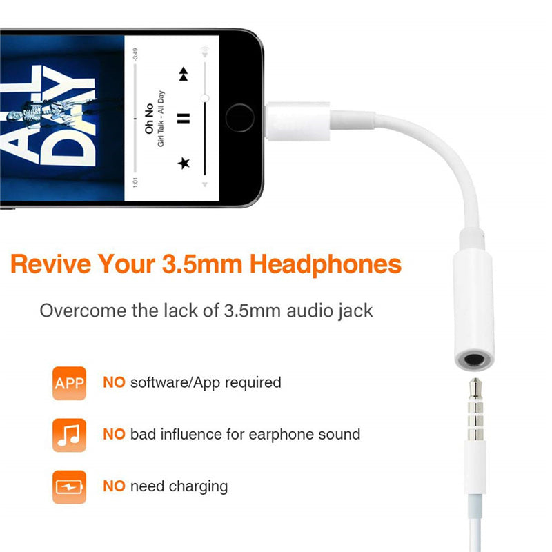 JMT-002570 3.5mm Adapter Cable for iPhone - Compatible with Apple Devices