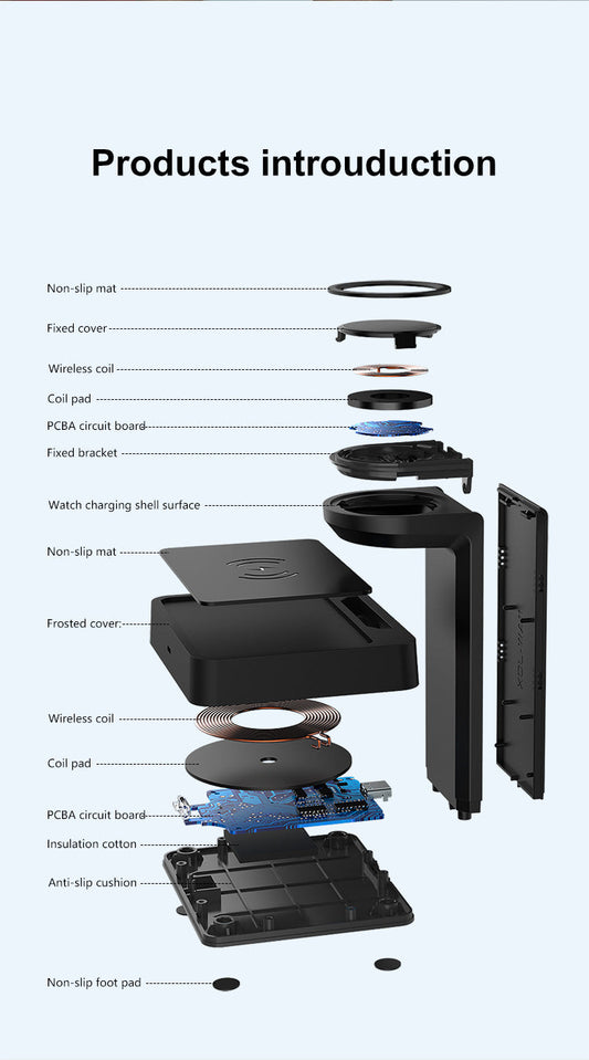 JMT-002570 Dual Wireless Charging Pad with Type-C Connection - Qi Standard, Black