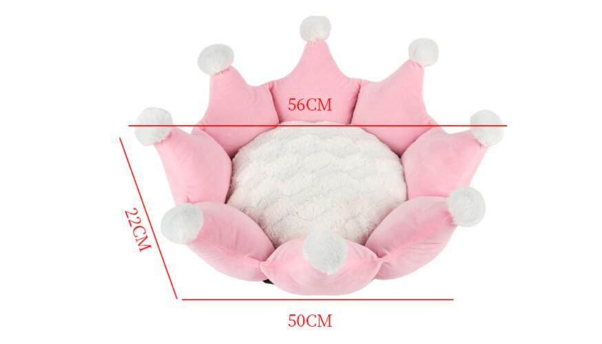 JMT-002698 Removable and Washable Crown Sleeping Nest with Soft Short Fluff Cushion for Pets in Pink, Gray, and Khaki