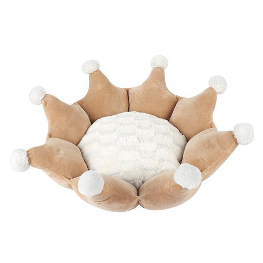 JMT-002698 Removable and Washable Crown Sleeping Nest with Soft Short Fluff Cushion for Pets in Pink, Gray, and Khaki
