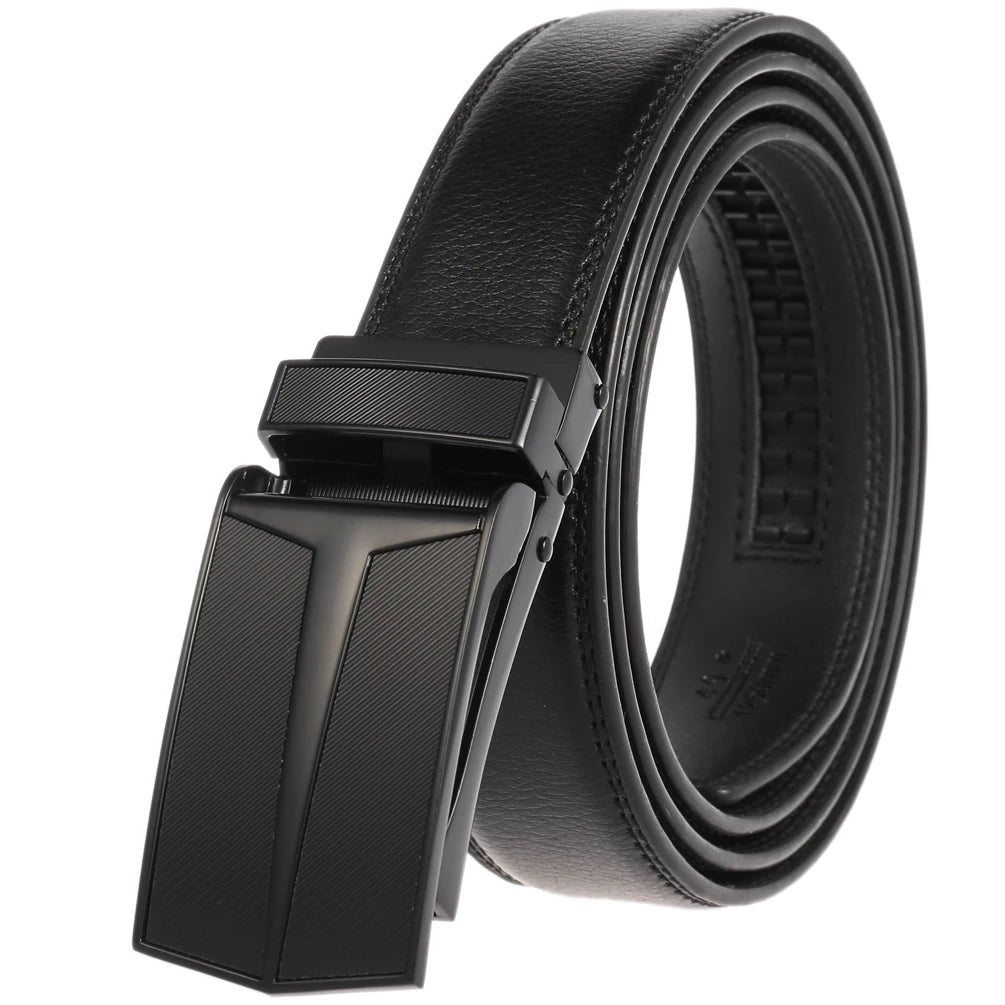 JMT-003146 Men's Leather Automatic Buckle Belt with Alloy Hardware - Model LY33-0288-1