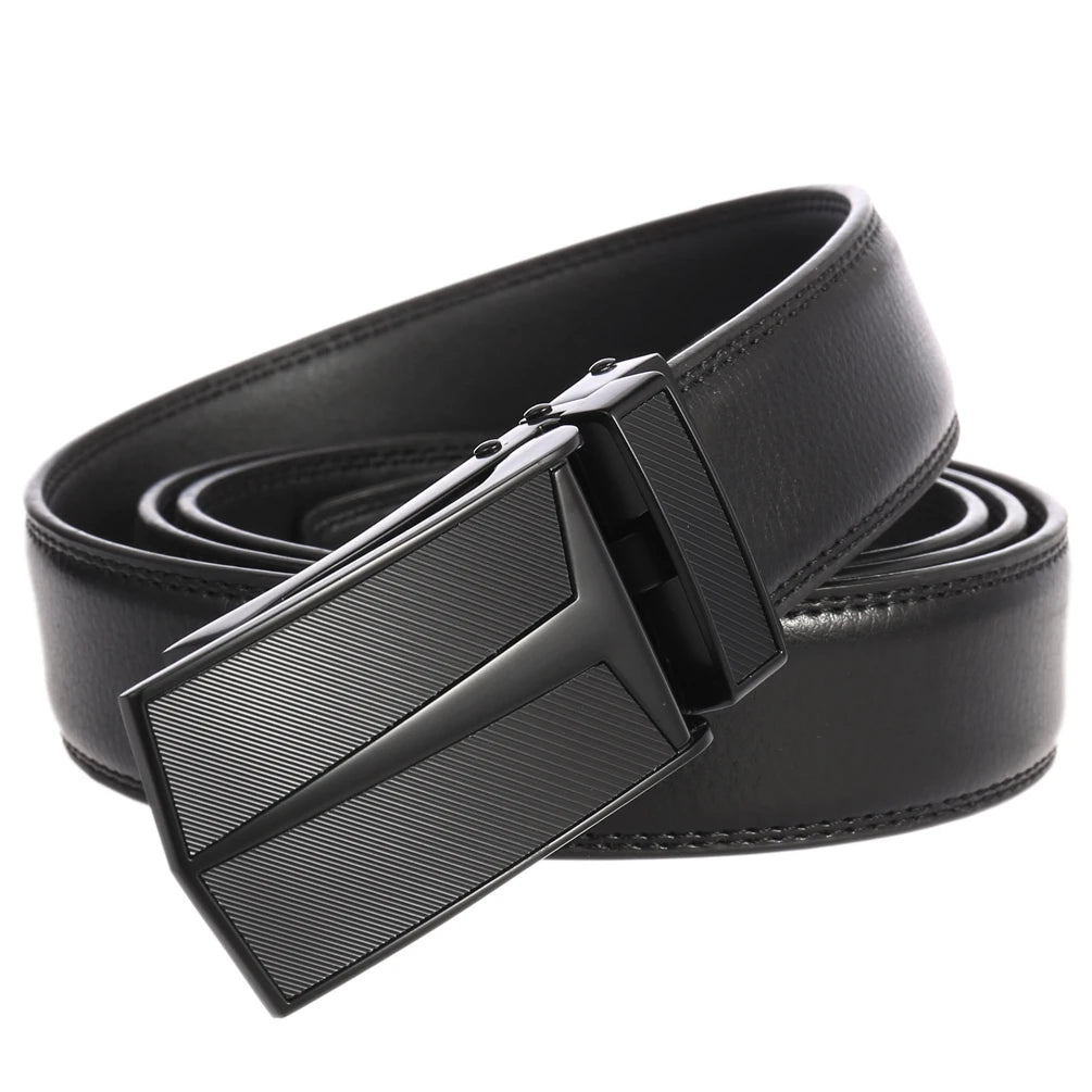 JMT-003146 Men's Leather Automatic Buckle Belt with Alloy Hardware - Model LY33-0288-1