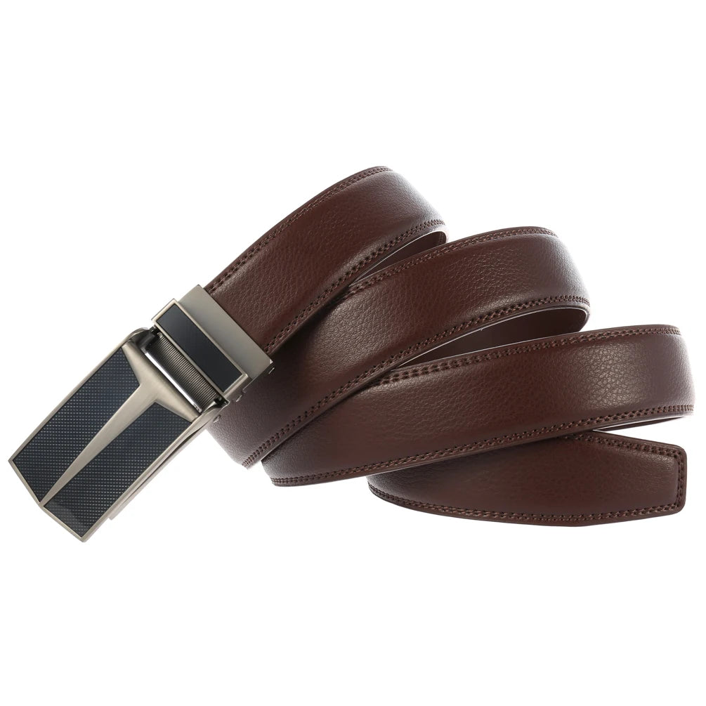 JMT-003146 Men's Leather Automatic Buckle Belt with Alloy Hardware - Model LY33-0288-1