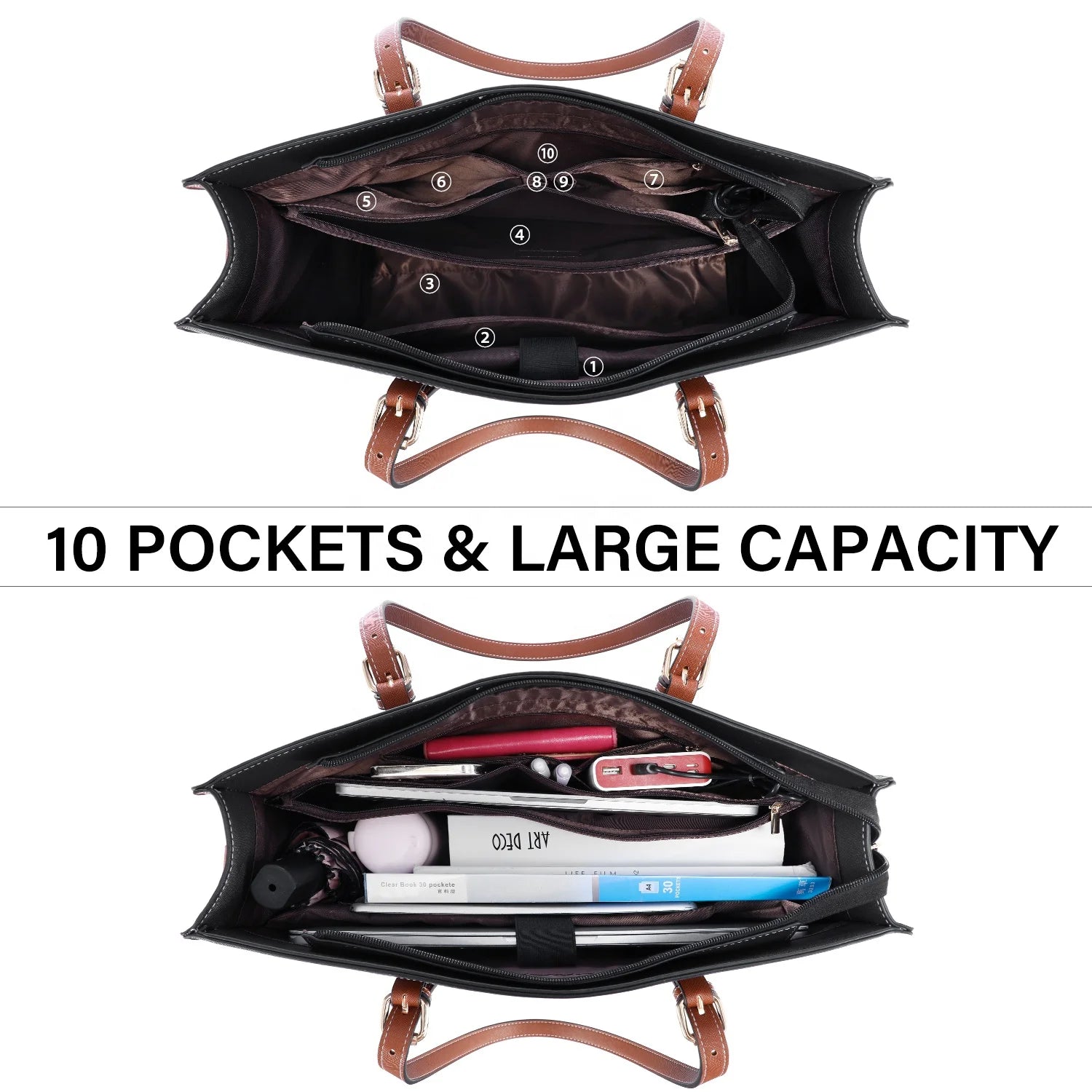 JMT-003210 2pcs Stylish Shoulder Handbags Set for Women - Versatile Tote & Laptop Bags for Travel and Office