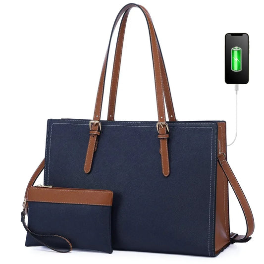 JMT-003210 2pcs Stylish Shoulder Handbags Set for Women - Versatile Tote & Laptop Bags for Travel and Office
