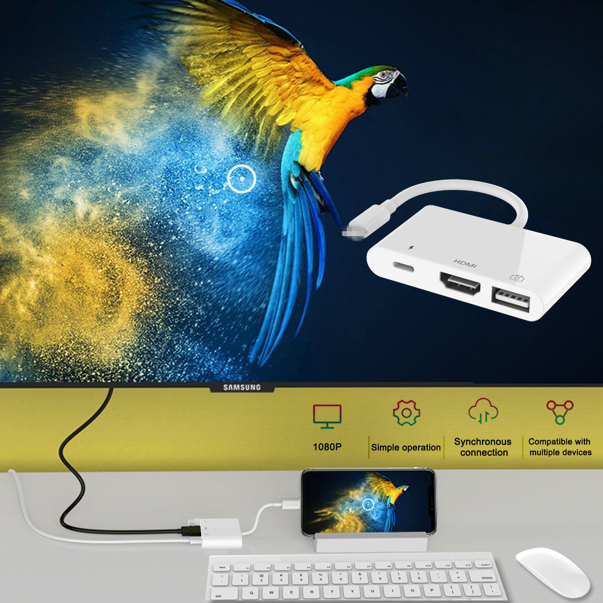JMT-003658 3-in-1 HDMI Adapter Cable for Easy Plug-and-Play Connection