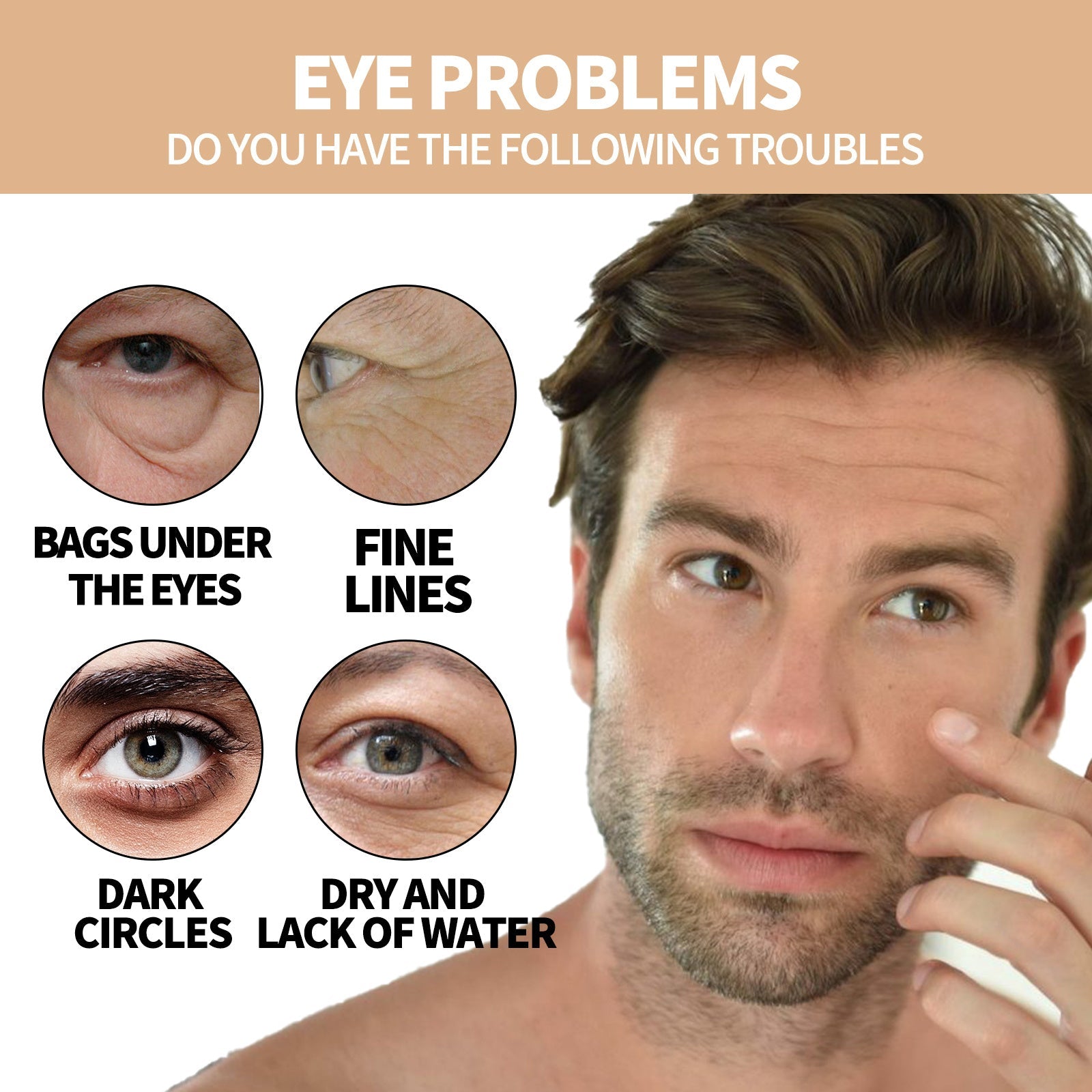 JMT-003658 Men's Energizing Eye Roller for Hydration and Firming, Reduces Dark Circles and Fine Lines