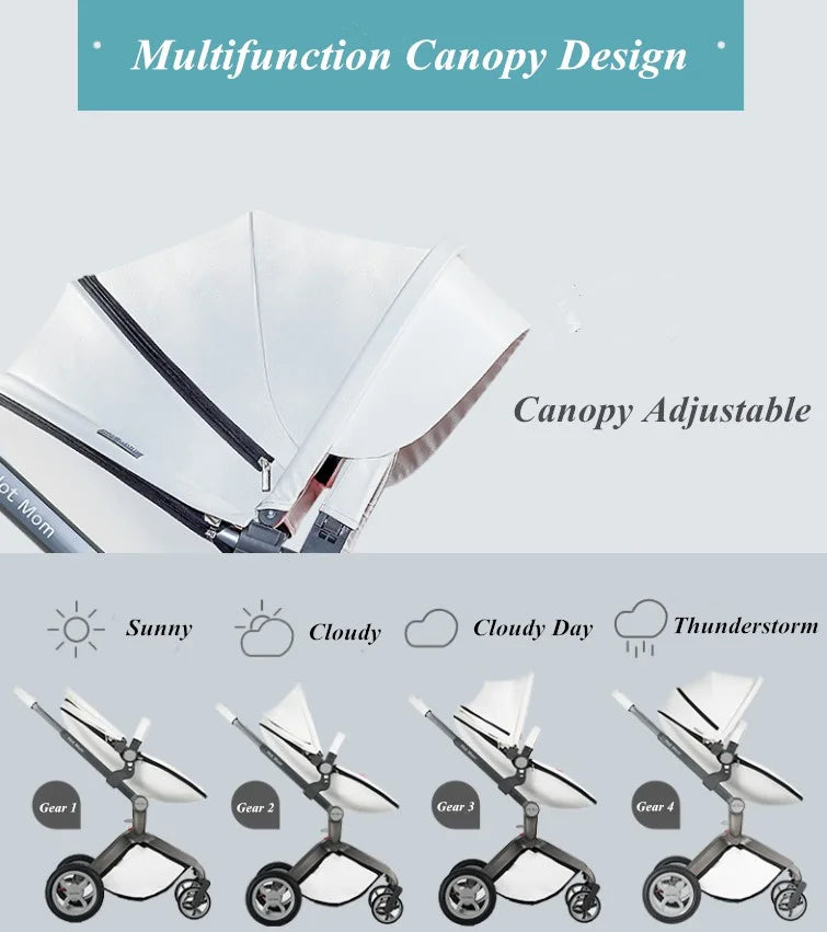 JMT-003722 3 in 1 Compact Baby Stroller with PU Zipper and Aluminium Alloy Frame - Versatile Travel System