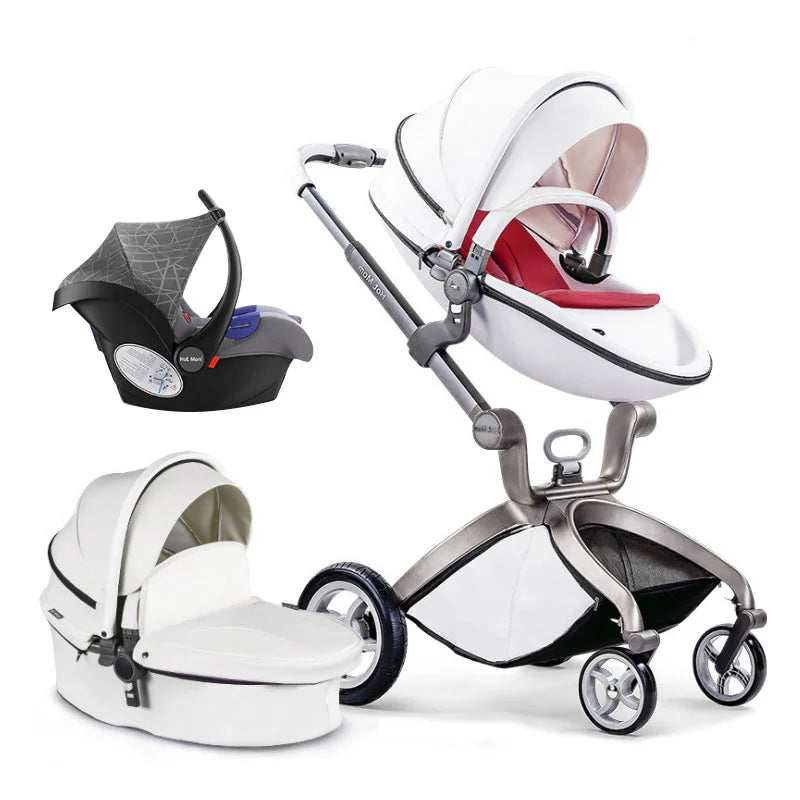 JMT-003722 3 in 1 Compact Baby Stroller with PU Zipper and Aluminium Alloy Frame - Versatile Travel System