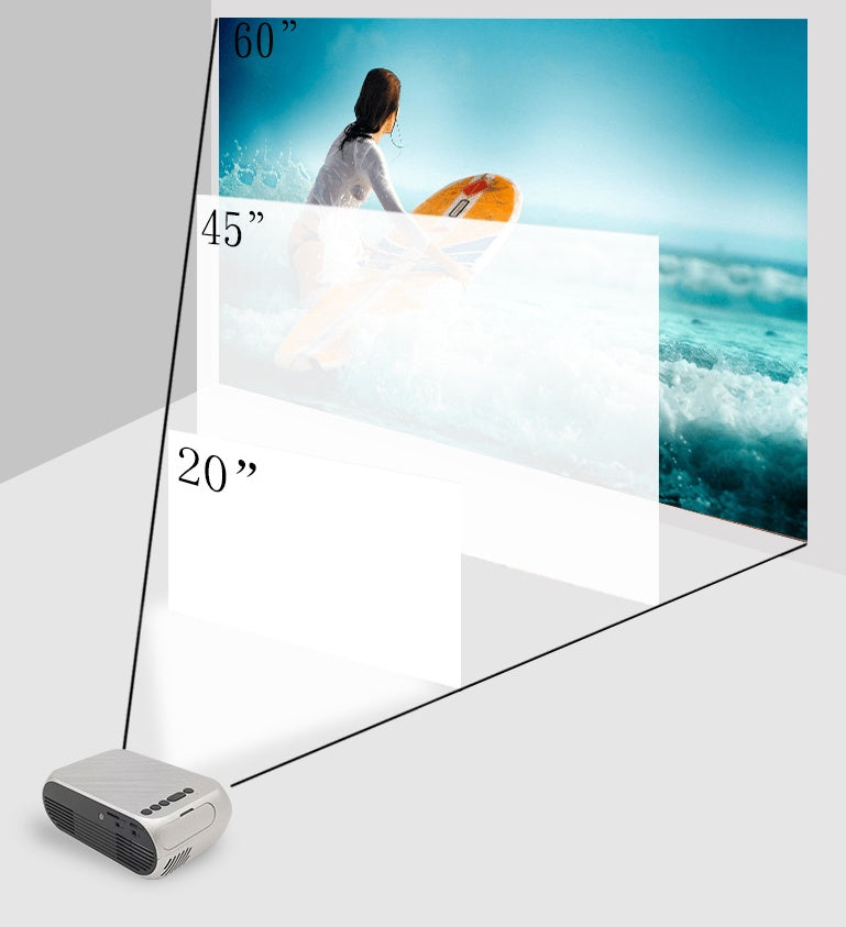 JMT-003722 HD 1080P Mini Home Pico Projector with HDMI and AV Inputs - Supports U Disks and TF Cards