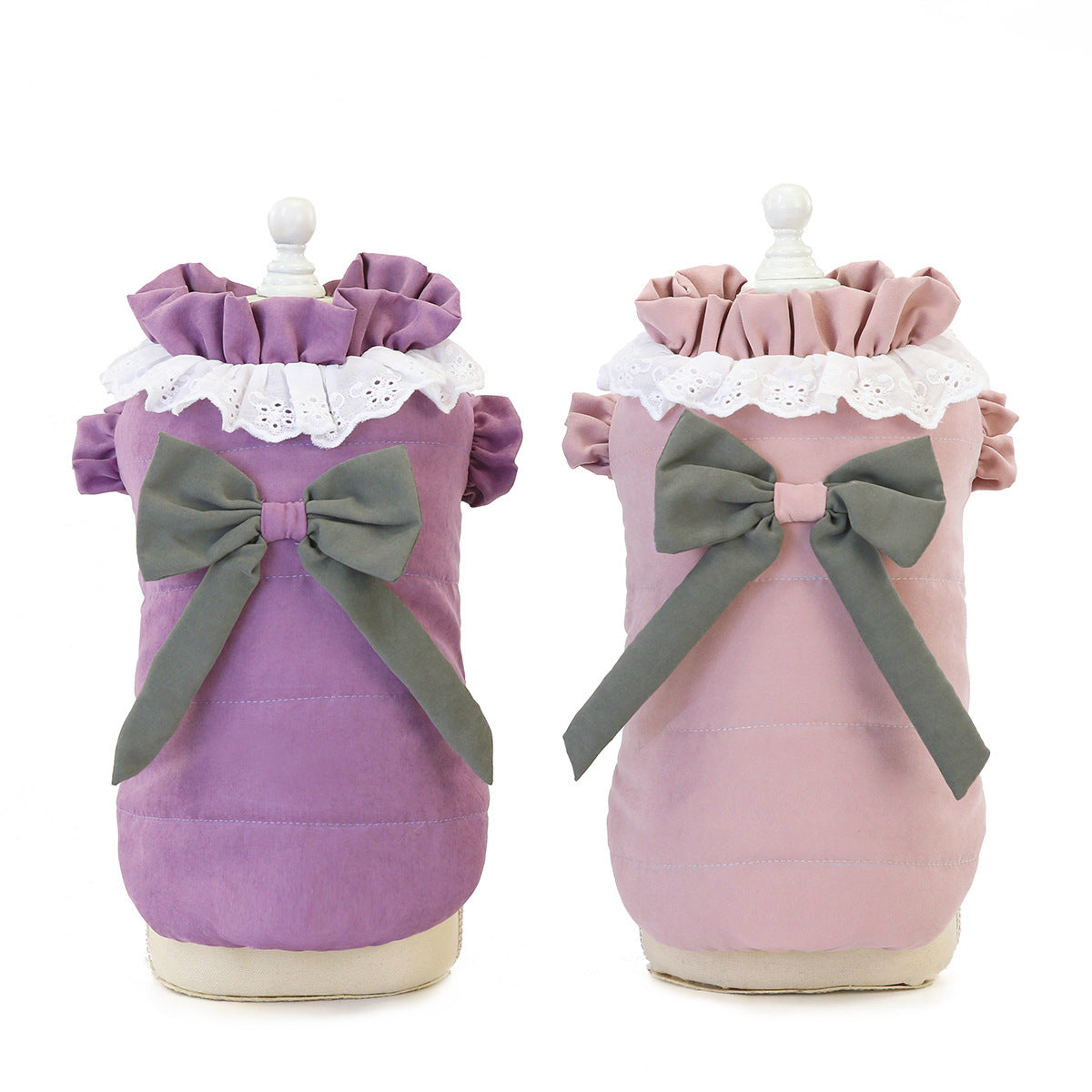JMT-004170 Lace Collar Vest for Pets - Casual Cotton Two-Legged Clothing in Purple and Pink, Multiple Sizes Available