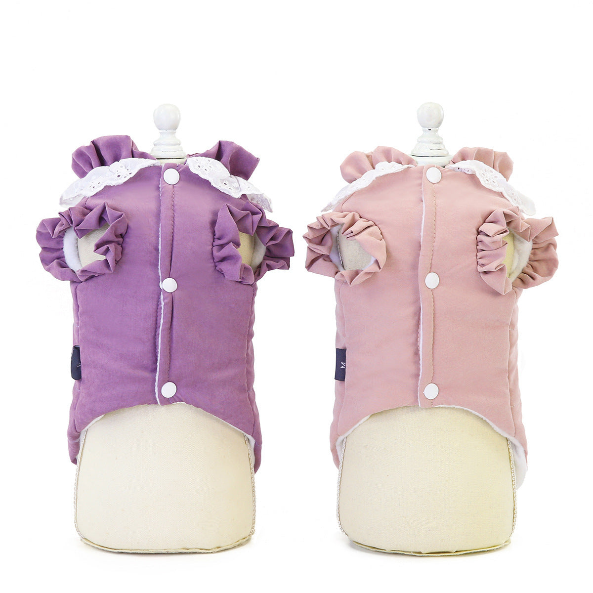 JMT-004170 Lace Collar Vest for Pets - Casual Cotton Two-Legged Clothing in Purple and Pink, Multiple Sizes Available