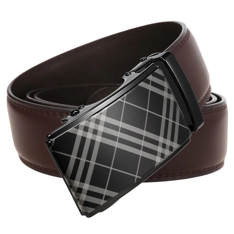 JMT-004298 Two-Layer Cowhide Leather Belt with Alloy Automatic Buckle for Men