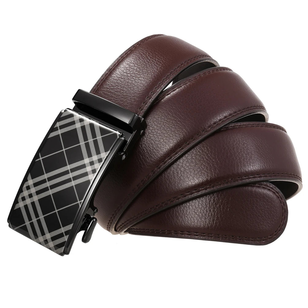 JMT-004298 Two-Layer Cowhide Leather Belt with Alloy Automatic Buckle for Men