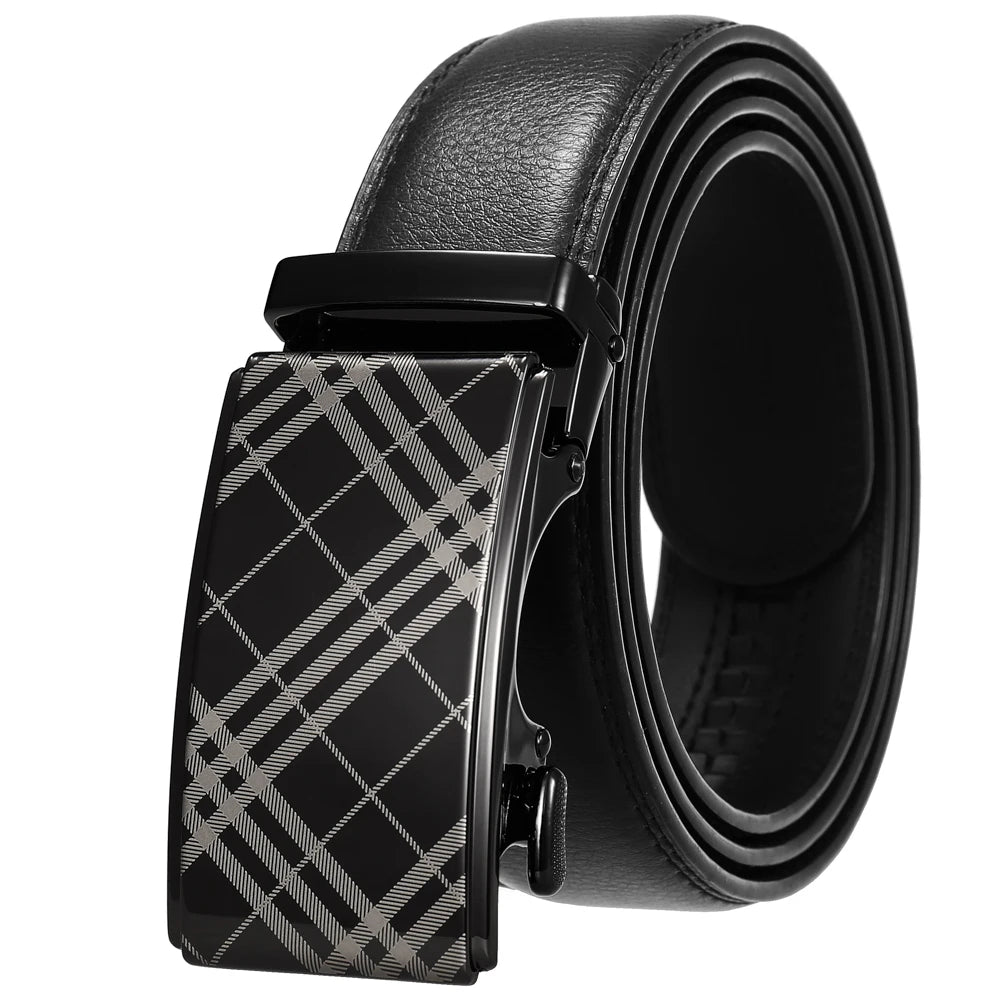 JMT-004298 Two-Layer Cowhide Leather Belt with Alloy Automatic Buckle for Men