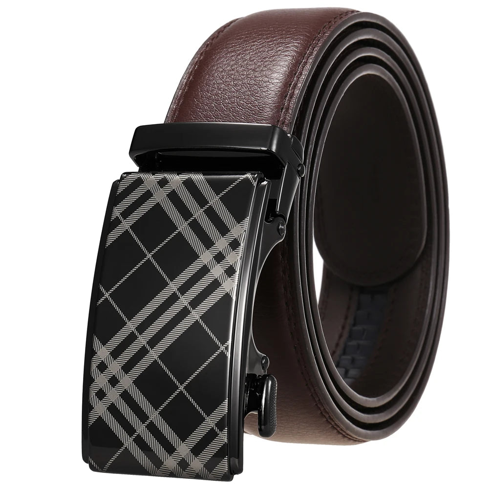 JMT-004298 Two-Layer Cowhide Leather Belt with Alloy Automatic Buckle for Men