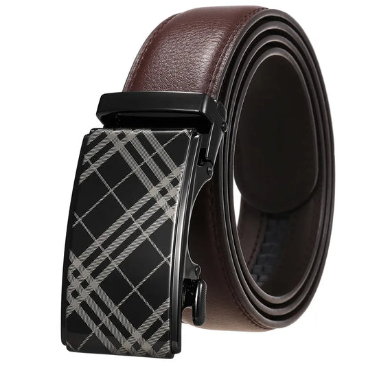 JMT-004298 Two-Layer Cowhide Leather Belt with Alloy Automatic Buckle for Men