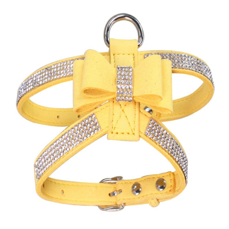 JMT-004362 Shiny Rhinestone Pet Harness for Dogs and Cats, Velvet Material, Adjustable Sizes S-XL