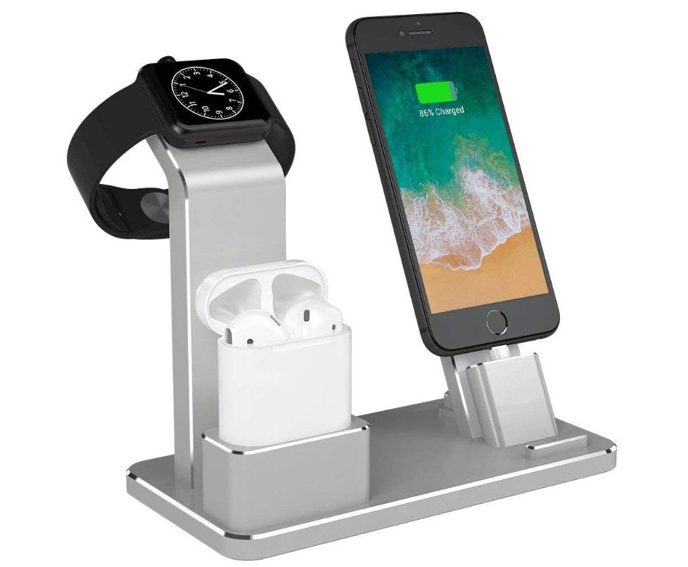 JMT-004554 Three-in-One Aluminum Charging Bracket for Apple Watch, Phone, and Headset - Non-Slip Design