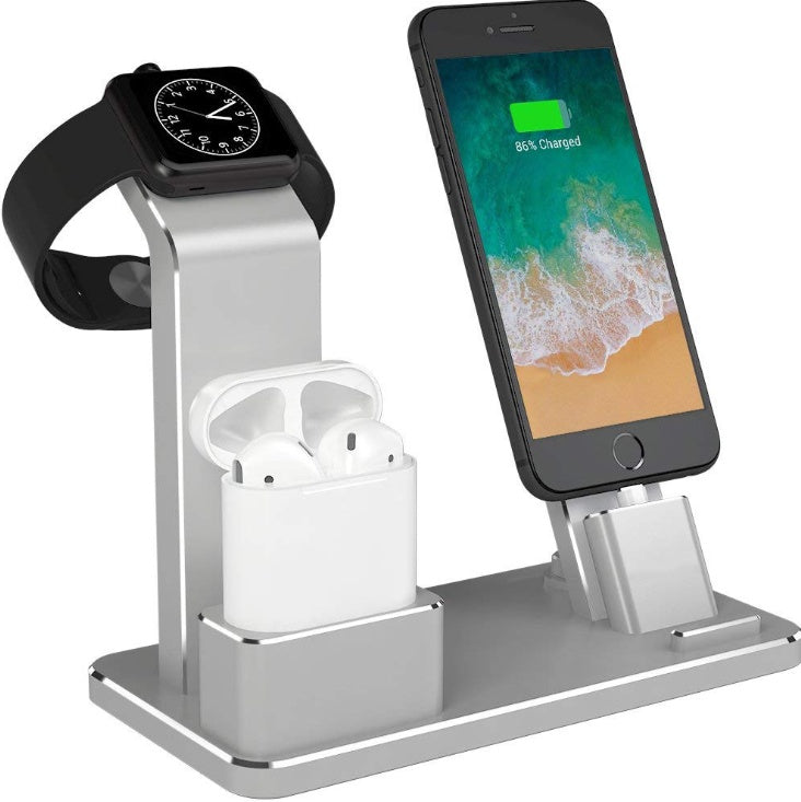 JMT-004554 Three-in-One Aluminum Charging Bracket for Apple Watch, Phone, and Headset - Non-Slip Design