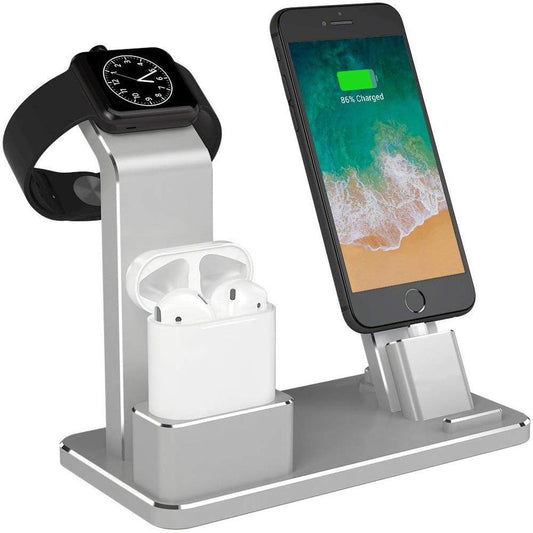 JMT-004554 Three-in-One Aluminum Charging Bracket for Apple Watch, Phone, and Headset - Non-Slip Design