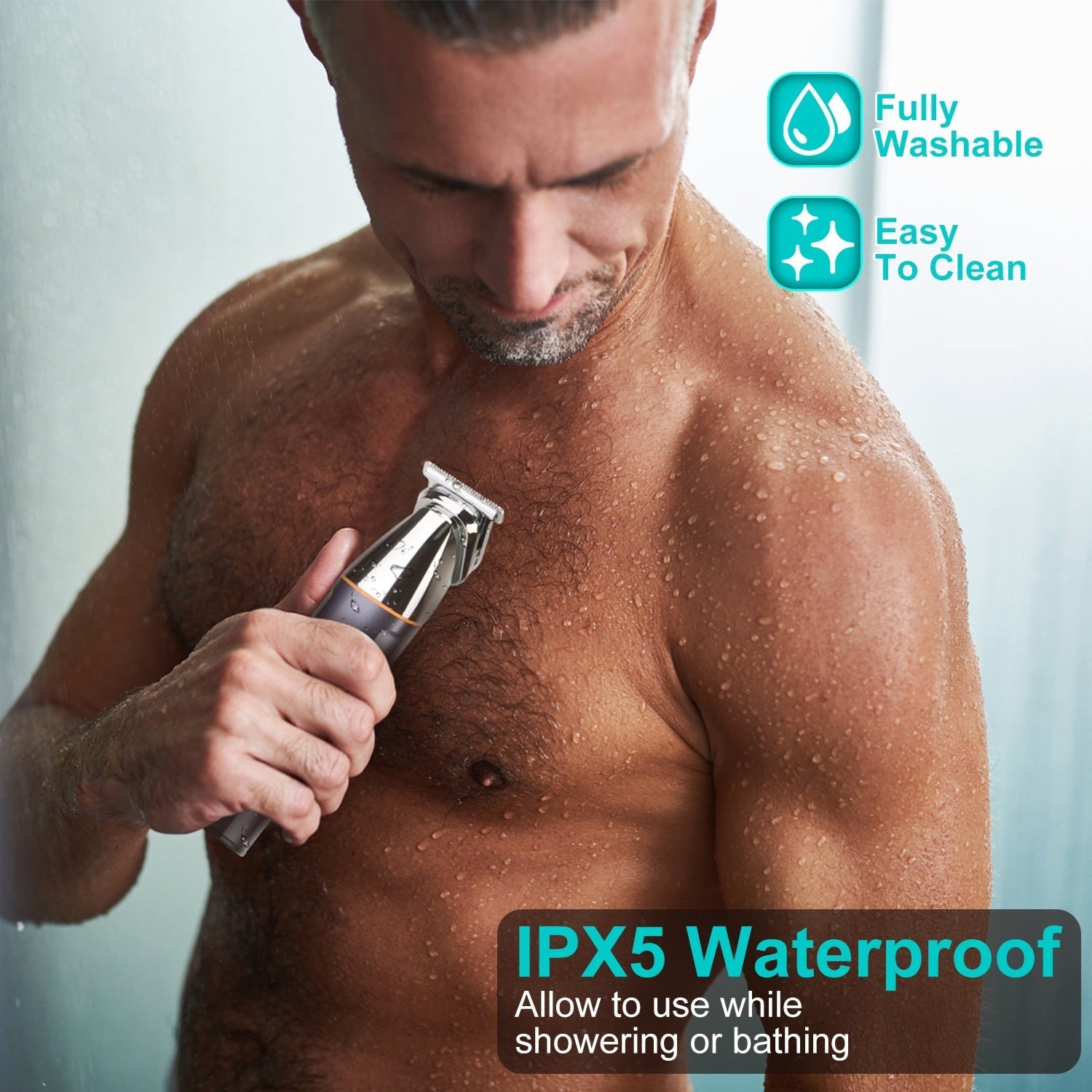 JMT-004682 5-in-1 Waterproof Beard Trimmer for Men with Rechargeable Battery and LED Display, Cordless Grooming Kit