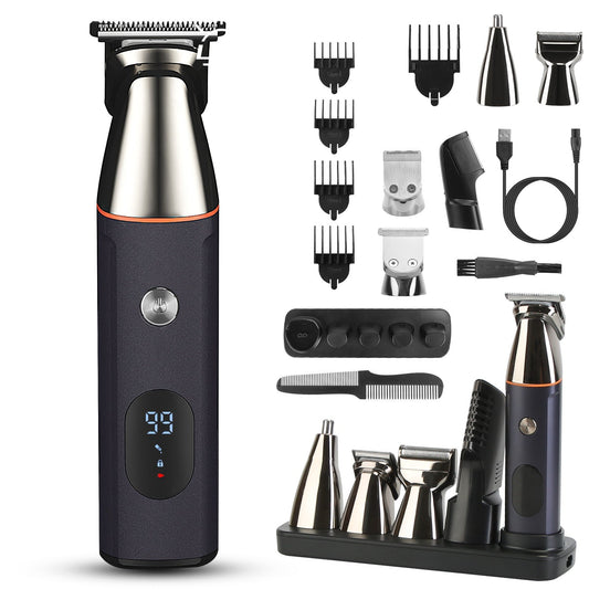 JMT-004682 5-in-1 Waterproof Beard Trimmer for Men with Rechargeable Battery and LED Display, Cordless Grooming Kit