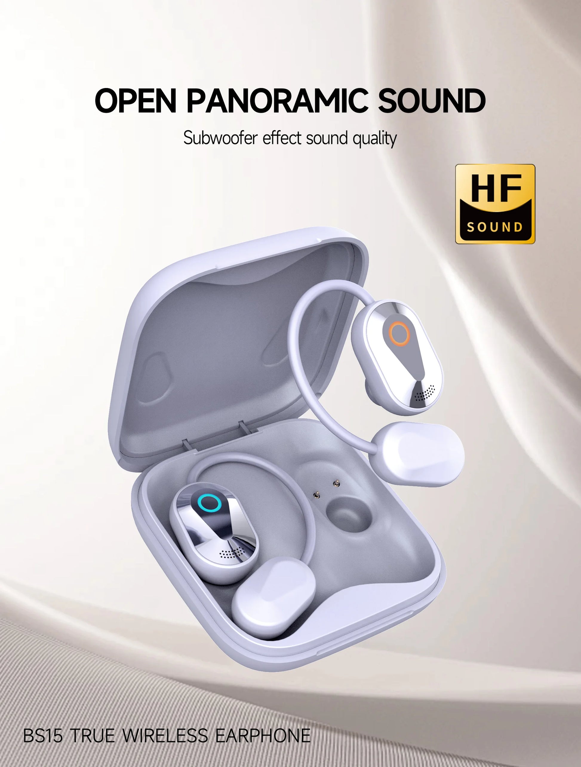 JMT-004874 Wireless Clip-On Headphones with Microphone - HD Sport Stereo Mini Earphones