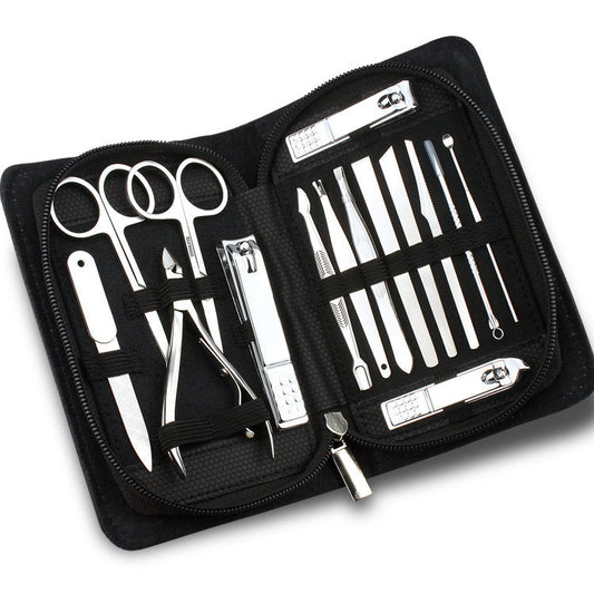 JMT-005002 15-Piece Stainless Steel Manicure and Pedicure Set with PU Leather Case