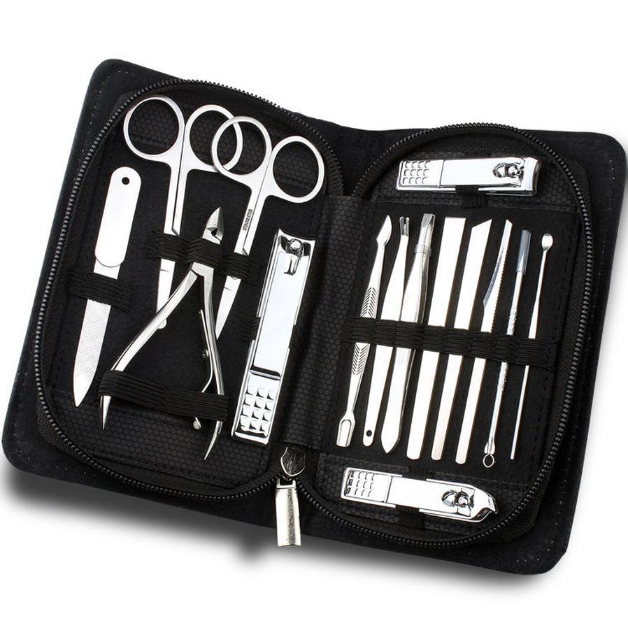 JMT-005002 15-Piece Stainless Steel Manicure and Pedicure Set with PU Leather Case