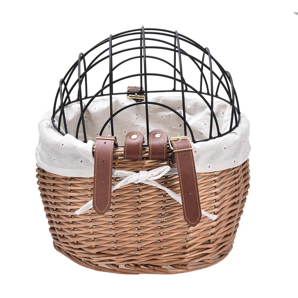 JMT-005002 Handmade Wicker Pet Bicycle Basket with Iron Frame - Size 30x25x30cm