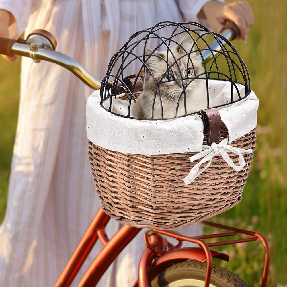 JMT-005002 Handmade Wicker Pet Bicycle Basket with Iron Frame - Size 30x25x30cm