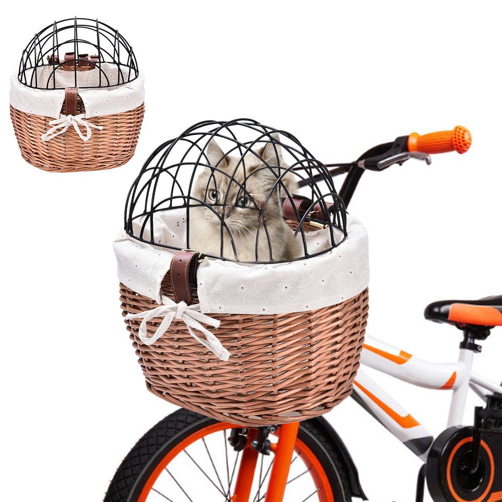 JMT-005002 Handmade Wicker Pet Bicycle Basket with Iron Frame - Size 30x25x30cm