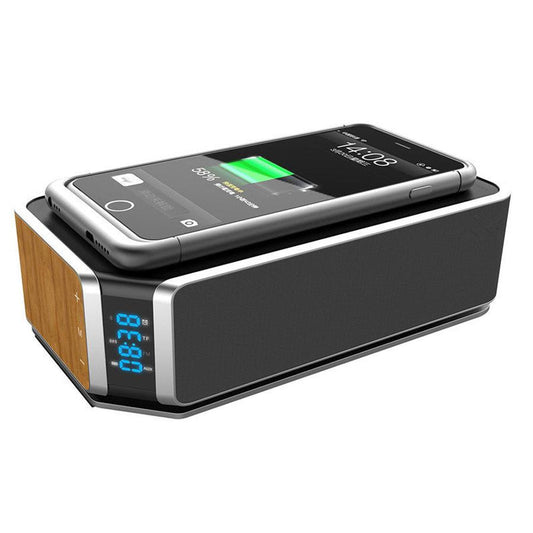 JMT-005194 Wireless Charging Alarm Clock with Bluetooth FM Speaker and USB Port