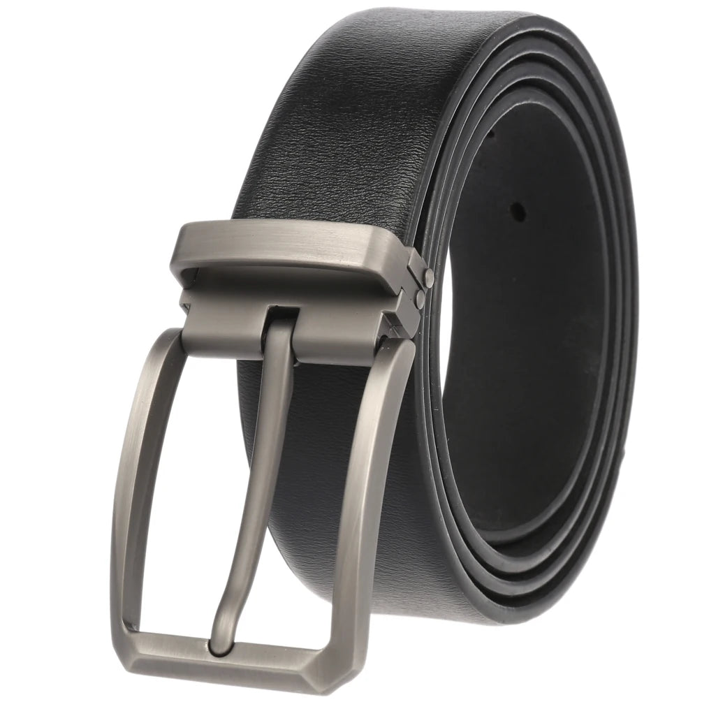 JMT-005450 Men's Stylish Pin Buckle Perforated Leather Belt - Adjustable Second Layer Design