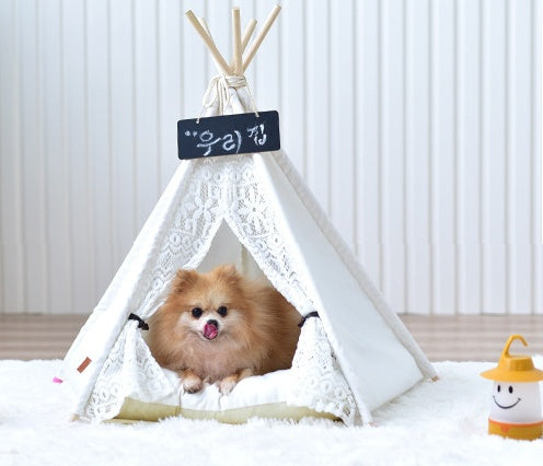 JMT-005706 Small Spotted Tent Cat Kennel - Pet Nest in Various Sizes with Soft Lining Options