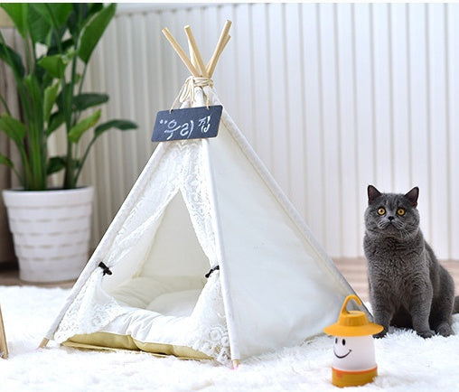 JMT-005706 Small Spotted Tent Cat Kennel - Pet Nest in Various Sizes with Soft Lining Options